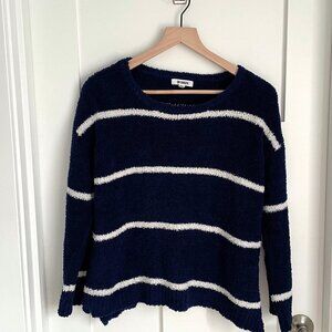 BB Dakota Sweater Navy Blue White Stripes Terrycloth Size Large